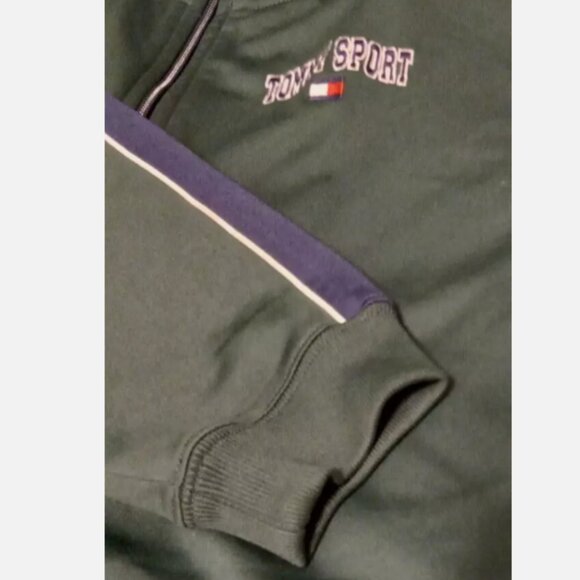 Tommy Hilfiger Men's Jacket Sz Med Green Full Zip Athletic Logos Pockets - Picture 5 of 14